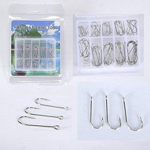Soytich Angelhaken Angel Vorfachhaken mit Öhr Haken 80x in Box (Haken)