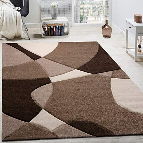 Paco Home Designer Teppich Modern Geometrische Muster Konturenschnitt In Braun Creme Beige, Grösse:240x330 cm