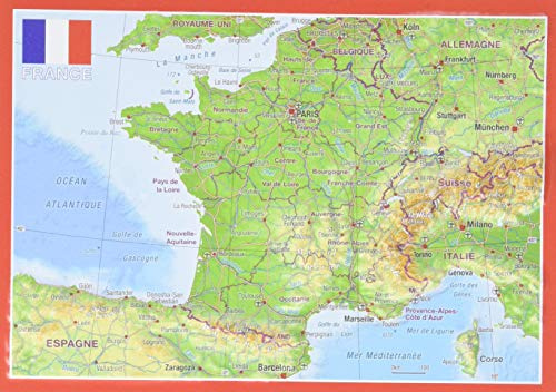 georelief Vertriebs GbR: Reliefpostkarte Frankreich - Topographisch, Matte, A4, Farbe