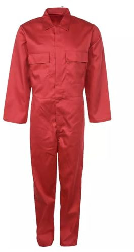 Maan Store Men Work Coverall Durable Polycotton Boiler Suit with Concealed Stud Safety Protection Cloth, Small, Red