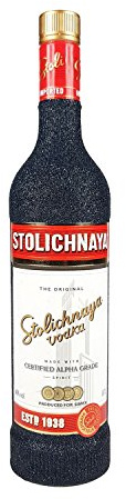 Stolichnaya Vodka 0,7l 700ml (40% Vol) - Bling Bling Glitzerflasche in schwarz -[Enthält Sulfite]