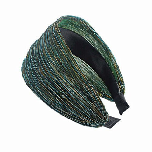 YiyiLai Serre-tête Large Ruban Bande Femme Bandeau Coiffure Accessoire Vintage Casual Soirée Bleu Vert