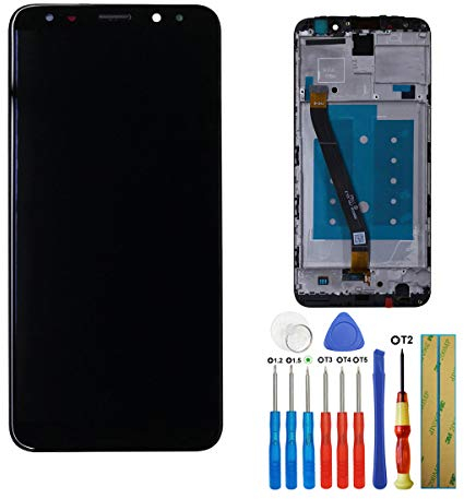 E-YIIVIIL Para Huawei Mate 10 Lite RNE-L01 RNE-L21 RNE-L23 pantalla LCD táctil frontal de cristal (negro) + marco + adhesivo + herramientas