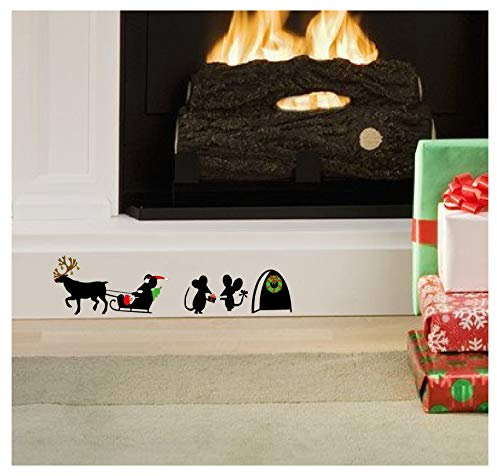 Epic Modz Christmas Mice Mouse Hole Removable Skirting Board Vinyl Decal Sticker - Xmas Santa Cute Funny Wall Art Bedroom Living Room Lounge car Kids Childs Home Decoration