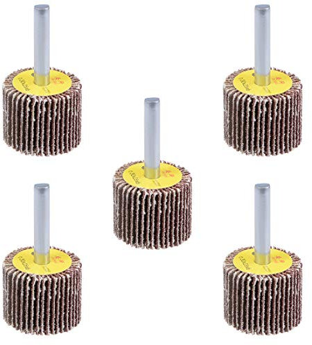 sourcing map 1.2 Inch Flap Wheels Shank Mounted Sanding Disc Abrasive Wheel 80 Grits 5 Pcs