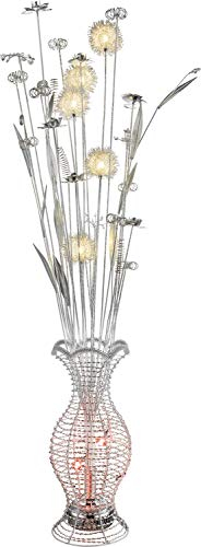 RGB LED Design Steh Leuchte Wohn Ess Zimmer Lampe ALU Blumen Vase Chrom Blüten Globo 25845RGB