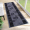 TAPISO Anti Rutsch Teppich Läufer rutschfest Brücke Meterware Modern Grau Dunkelblau Vierecke Floral Design Flur Küche Wohnzimmer 67 x 350 cm