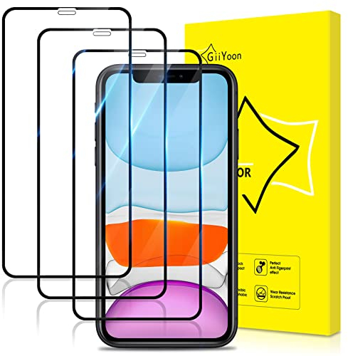 GiiYoon 3 Stück Panzer Schutz Glas für iPhone XR/iPhone 11, HD Displayschutzfolie, Volle Abdeckung, 9H Härte, Anti-Kratzen, Anti-Bläschen