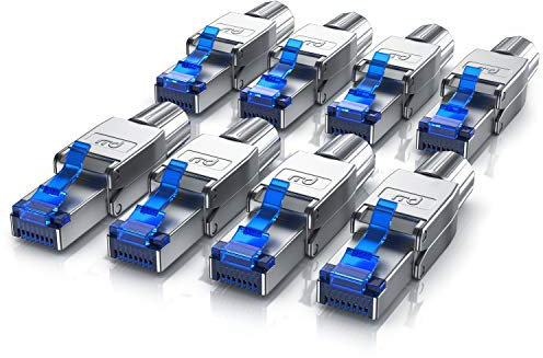 Primewire - 8X connecteurs de sertissage sans Outils RJ45 Cat 6 Cat 7 Cat 8 - connecteur modulaire rj45 - fiche rj45 sans Outil - blindé en Zinc - LAN 40 GBit/s 20000 MHz - TIA-568A, B - 23, 26 AWG
