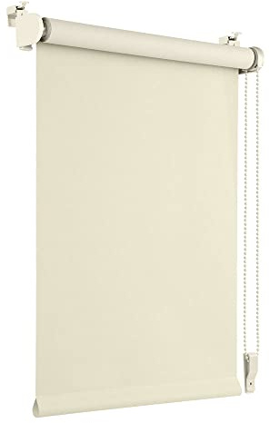 OBdeco Verdunkelungsrollo Thermorollo 50x160cm (Stoffbreite 46 cm) Creme ohne Bohren mit gleichfarbige Beschichtung Oeko-TEX Standard 100 Sichtschutz Sonnenschutz für Fenster & Tür