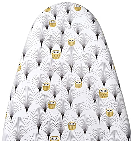 LEEWEITAS Ironing Board Covers 140x50cm, Large Ironing Board Cover with 100% Cotton Top and Thick Padding, Easy Fit and Scorch Resistant (Owl, L)