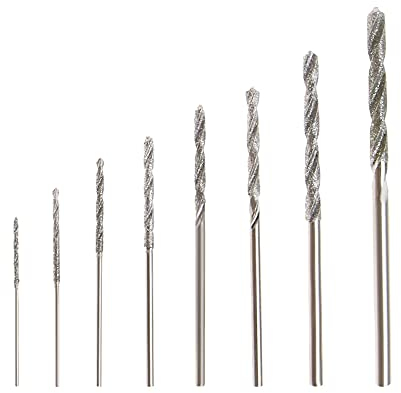 eMagTech 8 Stück Diamantspitze Spiralbohrer Set 0.8mm bis 3.0mm für Glas, Metall, Muscheln, Jade, Perlen usw.