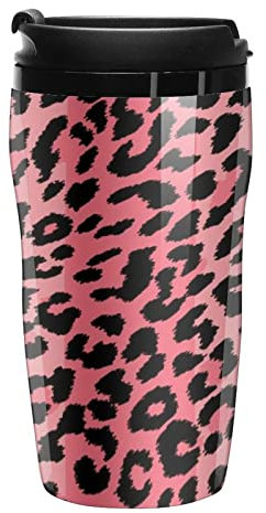 BAIKUTOUAN Pink Leopard Texture Travel Tumbler Coffee Mug Plastic with Lid Double Wall Insulated with Design Pattern Print Cup