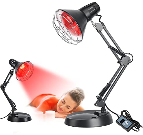 Okyna Red Light Heating Lamp with Base, Heat Lamp Device with 150W Bulb