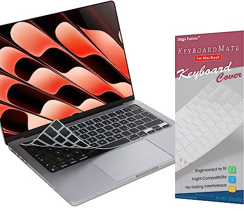 Digi-Tatoo Film de Protection Clavier Compatible avec MacBook Air 13/15 Pro 14/16 2025~2021 (A3240 A3241 A3112 A3401 A3185 A3403 A3186 A3113 A3114 A2992 A2918 A2991 A2780 A2681 A2941),Silicone,AZERTY