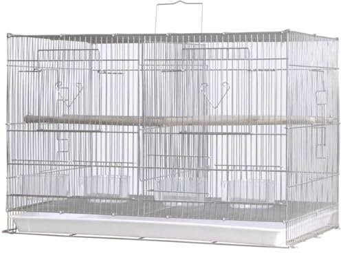 Rechteckiger Vogelkäfig Großer Vogelkäfig Mit Trennwänden, Dauerhafter Draht-Papageienkäfig Mit Griffen, Vogelvilla Mit Doppeltem Brutraum (Color : White-set1)