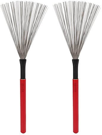 Bnineteenteam Drum Brush,Steel Wire Maple Wooden Handle Percussion Tool Kit,Instrument Accessory as Gifts For Drummer Playing Music Lover(Red) Cleaning, Repair And Maintenance