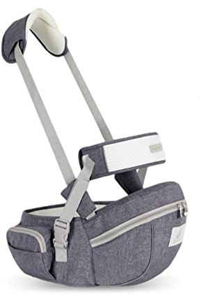 SONARIN Multifunktionale Baby Hüftsitz,Ergonomischer Taille Hocker Babytrage Hipseat Hüfttrage Bauchtragen mit Sicherheitsgurt & Schultergurt für Baby Kleinkinder 0-24 Monaten(Grau)