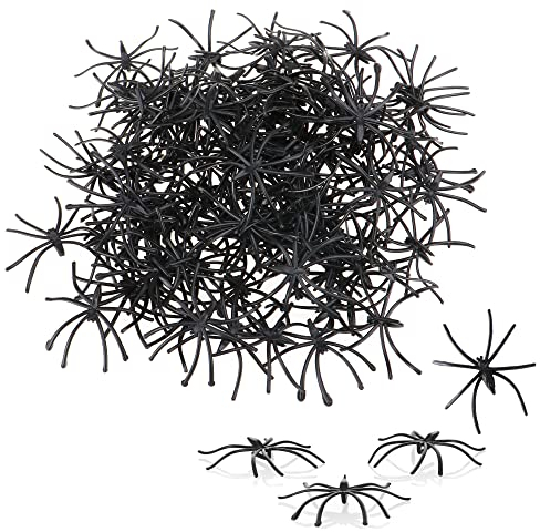 com-four® 100x Deko-Spinnen - Kunststoffspinnen als Streudeko - Tischdekoration für Horror-Partys zu Halloween - gruselige kleine Spinnen aus Plastik