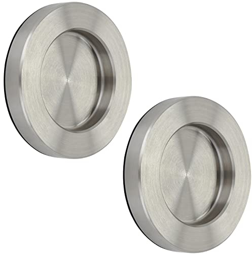 SOTECH 2 Stück Schiebetürgriffe NALA Griff-Ø: 70 mm selbstklebend mit 3M Klebepad Möbelgriffe echt Edelstahl Muschelgriffe für Glas-Türen & Zimmertüren Griffmuschel zum Aufkleben Glastürgriffe