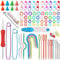 Axmru 91 Pcs Crochet Accessories Knitting Accessories Kit with Knitting Stitch Markers Stitch Holders and Cable Needles for Knitting