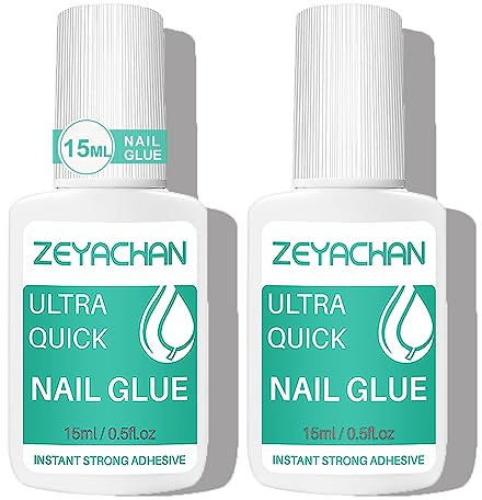 ZEYACHAN Colle Faux Ongles Extra Forte-30ML, Colle a Faux Ongles Professionnelle, Colle Capsule Nail Bond Super Rapide Avec Pinceau, Colle pour Faux Ongles En Acrylique ou Réparer Ongles Artificiels