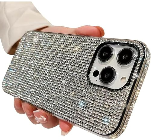 Casechics Compatible with iPhone Case,Crystal Glitter Diamond Protection Bling Sparkle Rhinestone Soft Shockproof Cover Phone Case (White,iPhone 13 Pro Max)