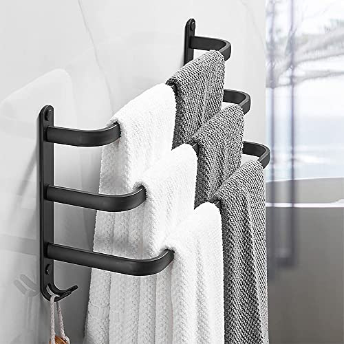 Serviette Salle de Bain, Porte Serviette Murale, Porte Serviette sur Pied Accessoire Salle de Bain, Porte Serviette Salle de Bain sans Percage-50 * 24 * 14.4cm-3 Couches-Noir