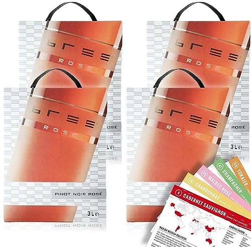 Bree Pinot Noir Rosé QbA, feinherb, Bag-in-Box, sortenreines Weinpaket + VINOX Winecards (4x3,0l)