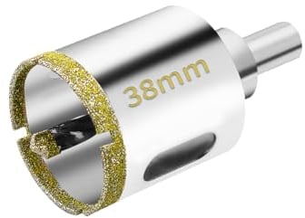 Meccion 38mm Scie Cloche Diamantée avec Mèche Pilote, Foret Trépan Diamant pour Carrelage, Porcelaine, Verre, Marbre et Céramique
