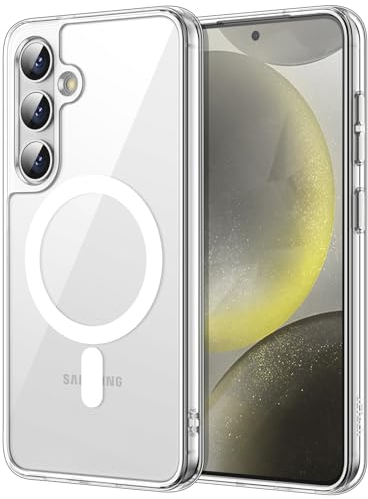JETech Magnetisch Hülle für Samsung Galaxy S24 5G, Kompatibel mit MagSafe, Stoßfeste Schützend Handyhülle, Nicht Vergilbende Harte Klare PC-Rückseite (Durchsichtig)