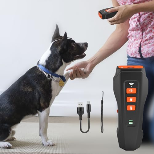 CILIENG Antibell für Hunde, Ultraschall Anti Bell Gerät Handheld mit 3 Frequenzstufen, Wiederaufladbar Sonic Anti Bell, Sicher und Effektiv für Große Kleine Hunde(Schwarz)