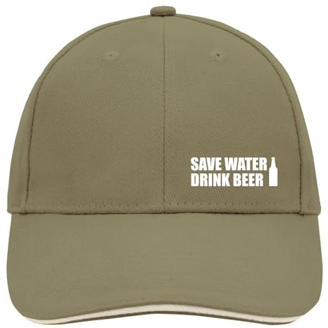 Huuraa Basecap Save Water Drink Beer Bierflasche Geschenk Olive/Beige Save Water Drink Beer Accessoire