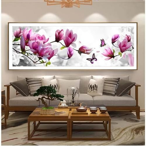 BBOVOBB Quadro su tela con orchidea astratta, poster e stampe moderne, immagini da parete per soggiorno, decorazione per la casa, 40 x 120 cm, senza cornice