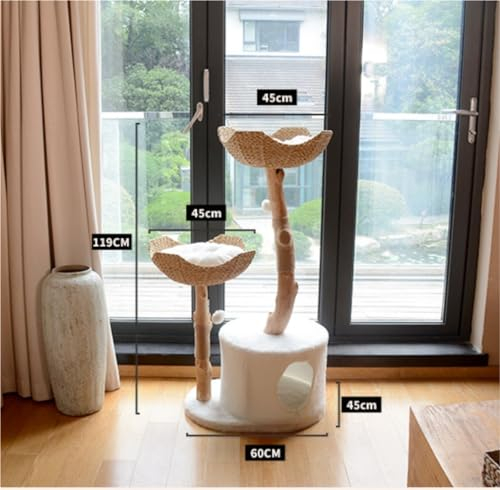 Arbol para Gatos Arbol Rascador para Gatos Árbol para Gatos De Madera Natural: Torre Moderna para Gatos Grandes con 2 Cestas Arbol Gato Árbol para Gatos Torre para Gatos