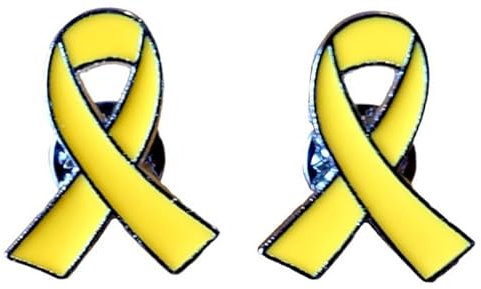 Pin's de sensibilisation au cancer, ruban jaune, pin's et broche inclus (2 pièces), taille unique, Métal