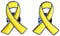 Cancer Awareness Pin Badge, Yellow Ribbon Design, Pin Badge and Brooch Included (2PCS)