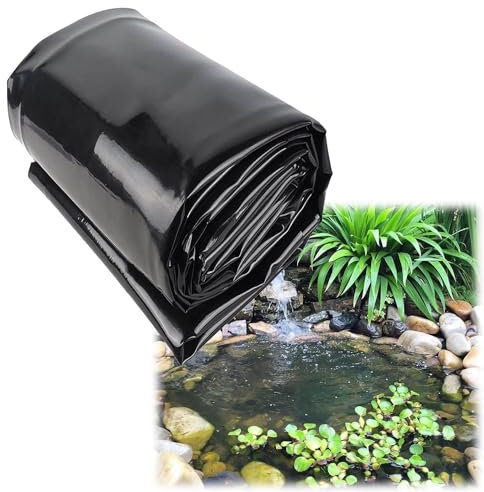 Teichfolie Flexibel Fischteiche Teichplane HDPE Undurchlässig Bachbrunnen Teichplane 5M×6M 6M×7M 7M×8M Wasserfall Teichfolie 1M×6M Schwarz Teichplane(Größe:1x3)