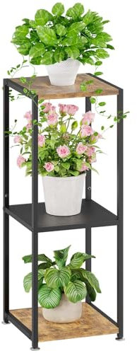 iDavosic.ly 3 Tier Corner Plant Stand Indoor, 31 Inch Tall Vertical Plant Stands for Outdoor Plants Multiple, Wide Metal Iron Heavy Duty Flower Display Shelf Holder for Patio Garden Porch, Black