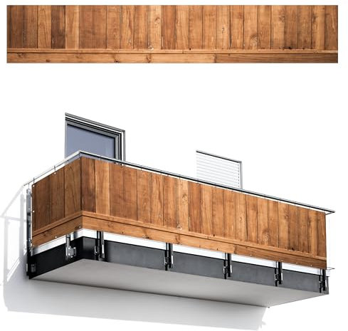 MuchoWow© Balkonsichtschutz Einseitig 85x500 cm Groß PVC Terrassen Garten ohne Bohren Wetterfest Balcony Privacy Screen Zaun Terrasse Balkondeko Garden Regale - Braun - Brücke