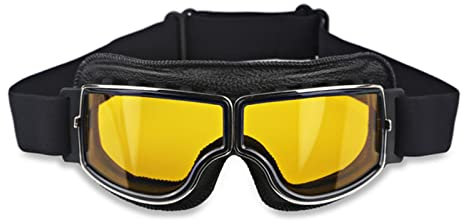 XINQIK Faltbare Retro Motorradbrille Vintage Moto Biker Fahrradbrille Scooter Brille Party-Kopfbedeckungen, Brillen und Accessoires(02)