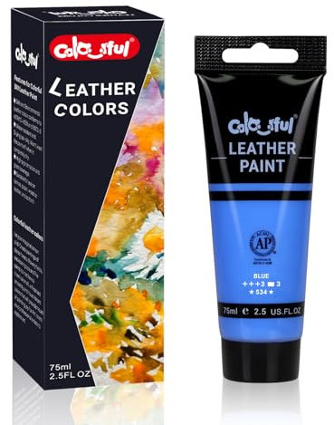 Colorful Pintura acrílica para cuero, 70.9 g azul para pintura de zapatos, pintura de cuero para decoración de bolsas y carteras, cuidado de chaquetas, manualidades y proyectos de personalización