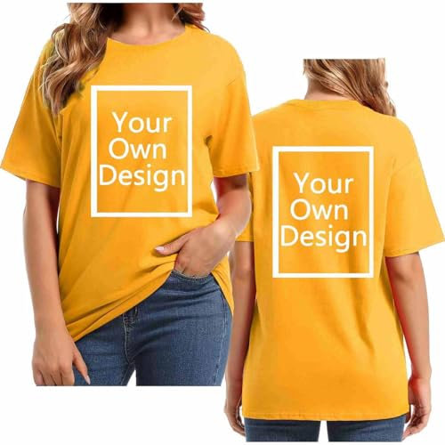 Personalised T-Shirts for Women & Men - Summer Tops with Custom Front & Back Print - Create Your Own Text & Image T-Shirt - Unisex Plus Size Gift UK