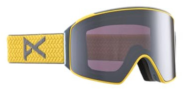 Anon M4 zylindrische Schneebrille + Bonusscheibe + MFI®-Gesichtsmaske (Rahmen: Gold, Gläser: Perceive Sunny Onyx, Ersatzscheibe variabel Violett)