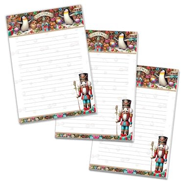 3 bunte Schreibblöcke Motivpapier Briefbögen Notizblöcke mit Linien Weihnachten Christmas Winter Geschenk Wichtelgeschenk für Kinder Jungen Mädchen Schule (3 Blöcke A5 mit je 25 Blättern)