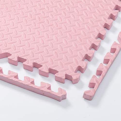 30x30cm Foam Puzzle Play Mat,10 Pack Interlocking Floor Tiles for Home Gym,Bedroom Crawling Mats Non-slip Interlocking Carpet Soft Area Rug (Pink,2.5cm Thick)