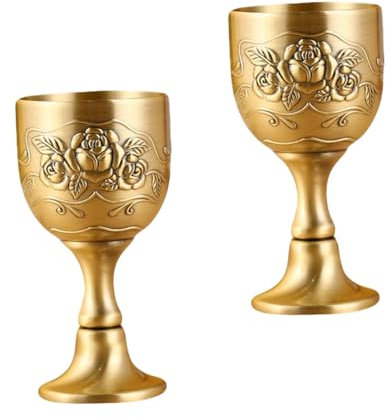 MAGICLULU Set Di Bicchieri Da Vino Russi in Lega Di Zinco Calici Vintage 2 Pezzi Set Di Bicchieri Da Festa Retrò