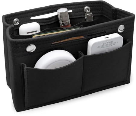lyualma Filtväska organisatör stor kapacitet insats tygväska organiserare väskorganiserare filt innerfack för handväskor 22,5 x 10 x 16 cm innerficka för handväskor med fickor (svart)