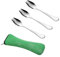 3PCS Sporks Stainless Steel with 1PCS Green Cutlery Pouch, Camping Spork, Portable Camping Cutlery Sporks for Scouts Home Use Outdoor Travel