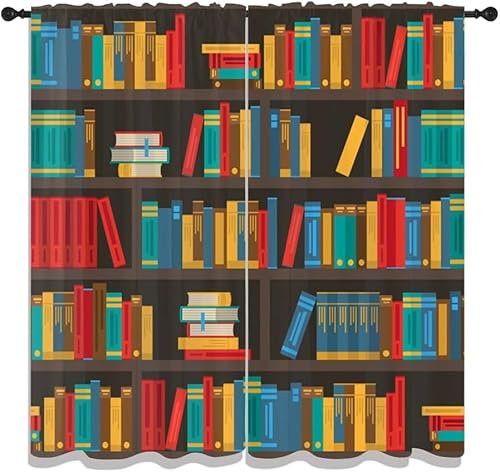 3D Schattierung Vorhänge - Bücherregal Im Retro-Stil Gardinenschal Vorhang Für Wohnzimmer Schlafzimmer Schlaufenschal Isolierung Lärmminderung Mädchen Raum - Vorhang Für Da-7087404538630130